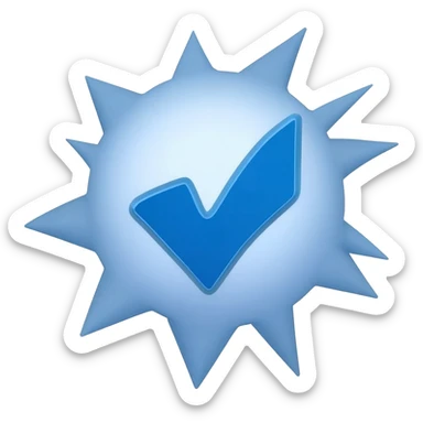 blue check mark with spikes around it sticker
