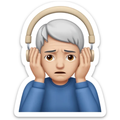 person covering ears with hands, in pain sticker