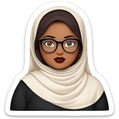 big plus size, desi clothes, desi hijab, baddie,pretty, makeup, dark red lipgloss, black eyeliner, long hair, black shirt, black glasses sticker