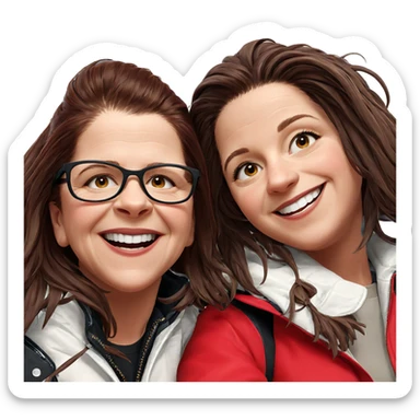 smiling girls in jackets sticker