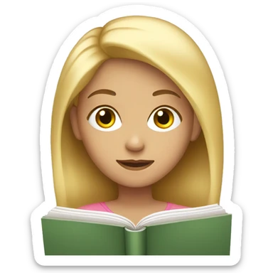Girl with blonde hair reading a book sticker