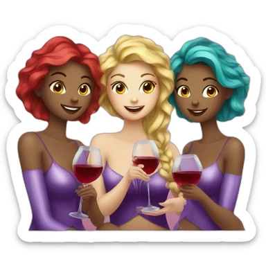 Three beautiful mermaids drinking wine sticker