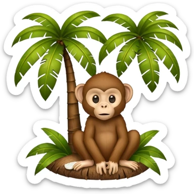 coconut tree with a monkey sticker