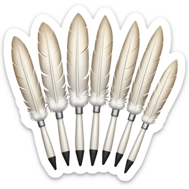 A row of goose feather pens sticker