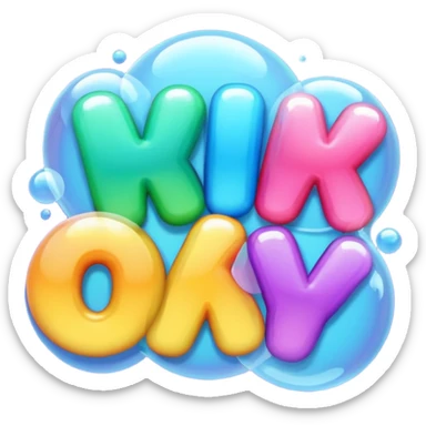 Word “okay” in bubble letters sticker