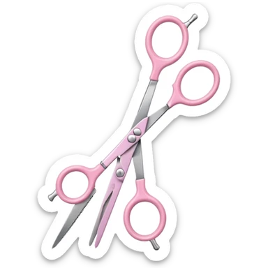 open hairdressing scissors with pastel pink handles, iOS Apple emoji style sticker