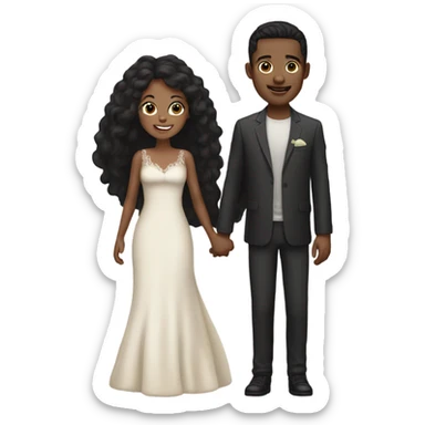 married, a couple with black hair, liltle bit lighter skin colour sticker