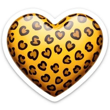 Glossy leopard print heart sticker