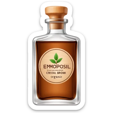 Organic cosmetic in a cristal brown bottle sticker