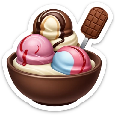 Neapolitan ice cream scoops in a bowl sticker