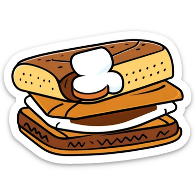 s'mores with chocolate and marshmallow sticker