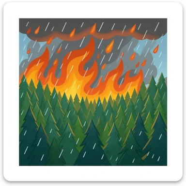 a full view of Fire Rain in a forest sticker