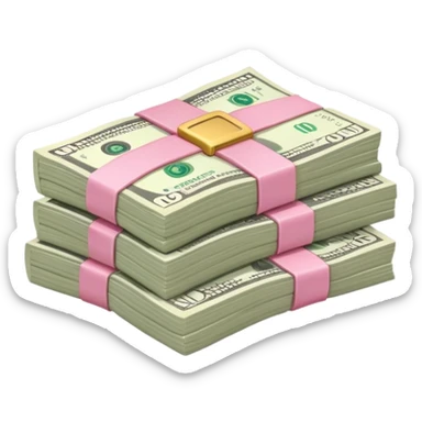 cash money in pinkish color sticker