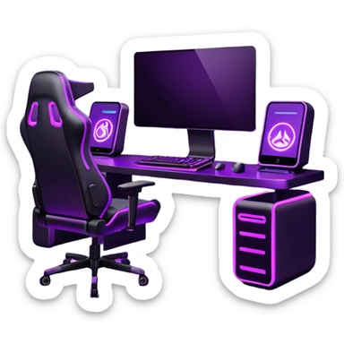 purple gaming setup sticker