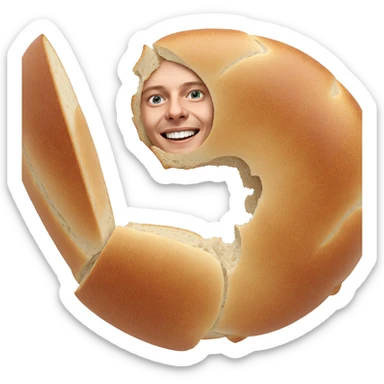 smiling bread on white background sticker