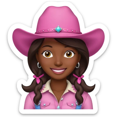 dark skin cowgirl with pink hat sticker