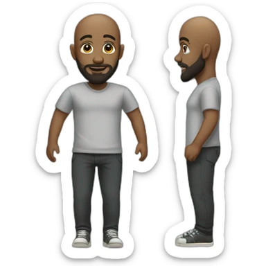 Full length bald headed black man with a beard sticker
