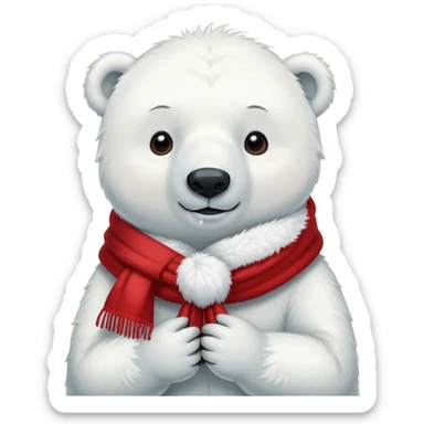 Polar bear wearing red scarf sticker