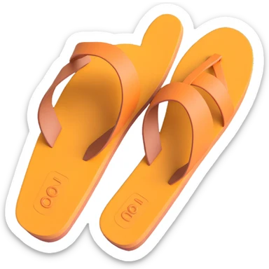 Flat sandal sole with minimal detail, 3D iPhone emoji style, matching the angle of the reference image, viewed from the bottom. sticker