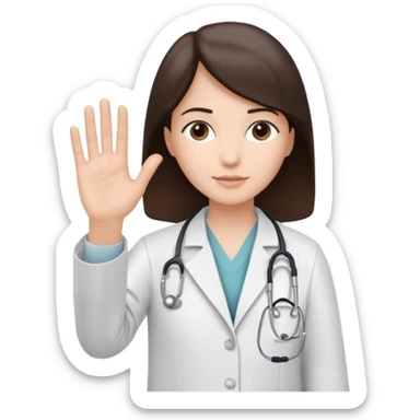 Radiografía de mano sostenida por un médico sin estetoscopio bata blanca  piel clara cabello café obscuro sticker