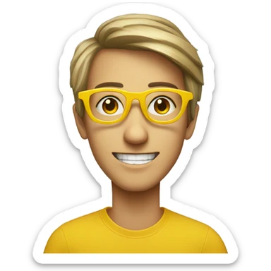 yellow glasses with glasses in the shape of a pentagonal star sticker