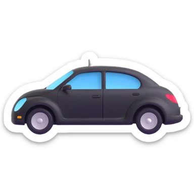 matte black minimalist car icon with fine silver lines for contrast, subtle rod or hook tool clearly touching a visible dent, simple and clean, focus on dent repair sticker