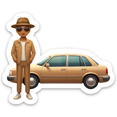 A parked car rests on the side of a long with a person outside , empty road stretching toward a golden sunset. The sky glows with warm colors, and the landscape ahead feels open, peaceful, and full of promise. love  sticker