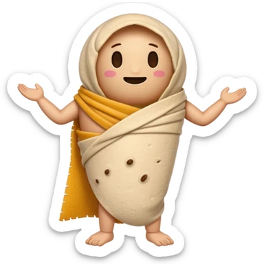 A burrito with arms and legs and no face sticker