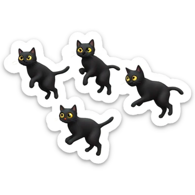 Black cats chasing a bird sticker