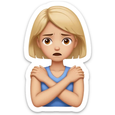 Girl holding neck from front crossed stressed and mad sticker