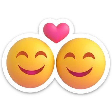 3D smiley emoji, round shape, in love: loving smiley couple messaging each other sticker