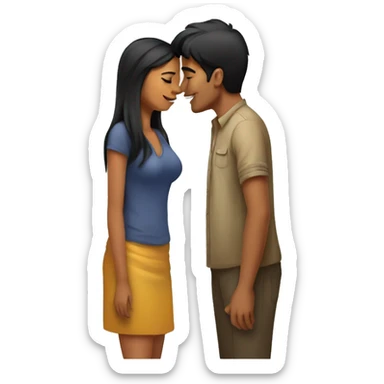 Tall young Indian man kissing short Cambodia women sticker