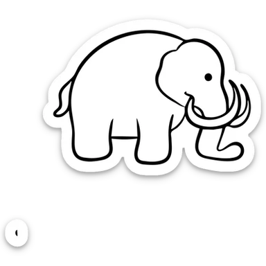 Woolly mammoth with distinctive curved tusks and trunk, side view sticker