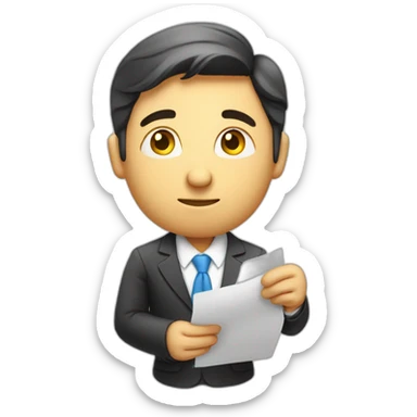 pensive business man checking balance sheets sticker