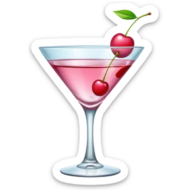 A pink martini in a V-shaped glass with a tiny cherry floating on top.
 sticker