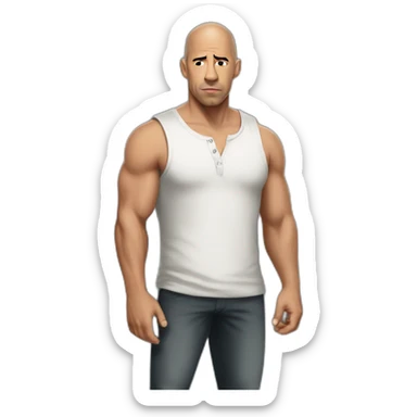 vin diesel serious cartoon wearing henley  sticker