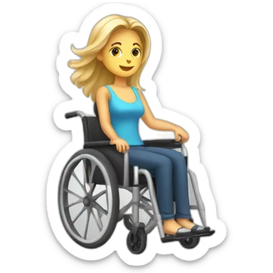 Woman in a wheelchair with 2 Leg cast sticker