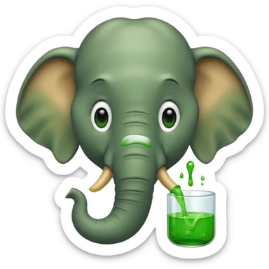 A elephant vomting green sticker