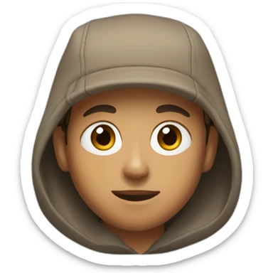 light brown boy with hair until his ears wearing a black nike cap and nike hoodie and medium eye opening sticker