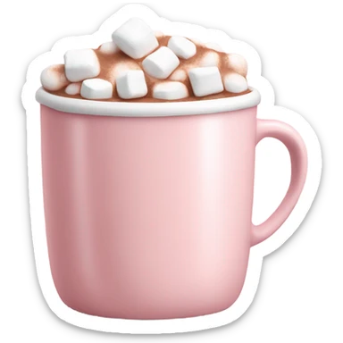 Light Pink mug of hot chocolate with marshmallows  sticker