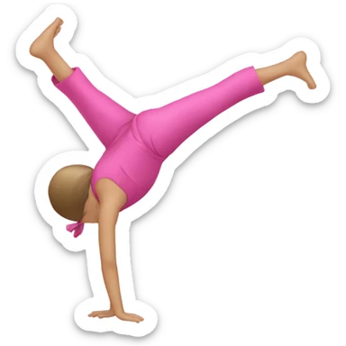 girl doing cartwheel with pink outfit on sticker