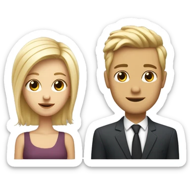 Un couple : un fille blonde et un garçon blond avec les cheveux courts sticker
