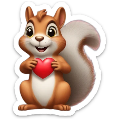 Squirrel blowing a kiss-heart sticker