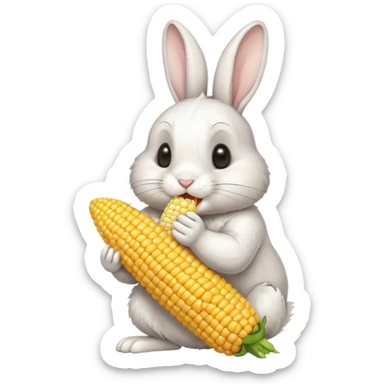 rabbit eating corn sticker