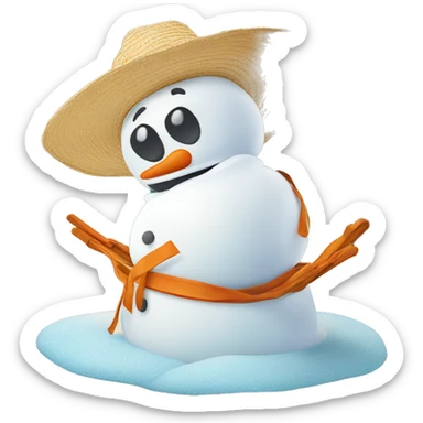 snowman tanning on the beach sticker