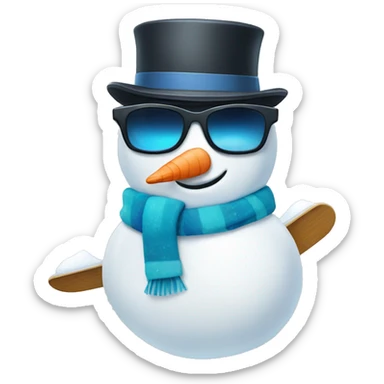 snowman with snowglasses and snowboard sticker