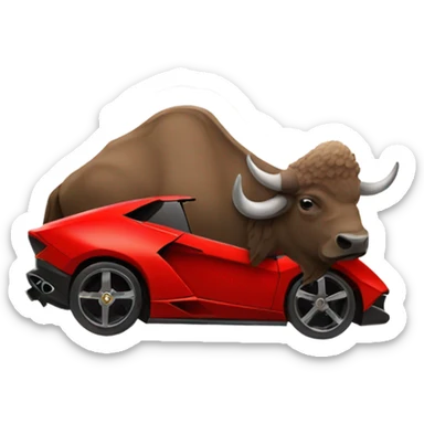 A bison in a  red Lamborghini  sticker
