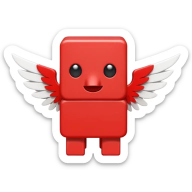 A blocky red creature with white wings  sticker
