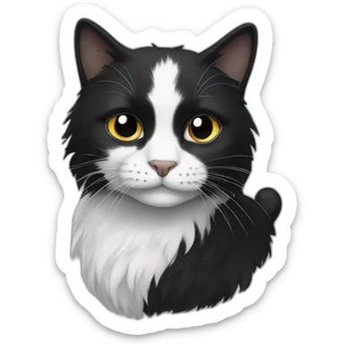 black and white cat with long hair sticker