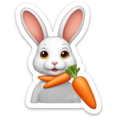 A women rabbit With a carrot orange sticker